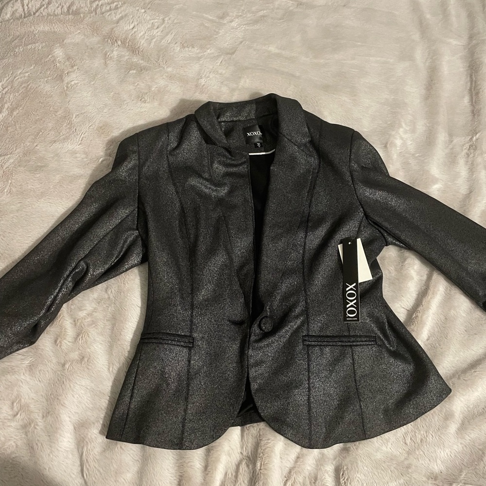 XOXO METALLIC RUNCHED BLAZER SIZE XL NWT - Picture 3 of 3